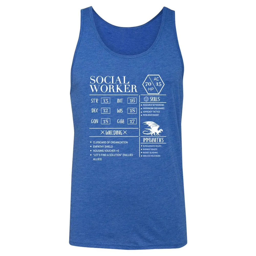Social Worker New Unisex Jersey Tank - True Royal Triblend - 12