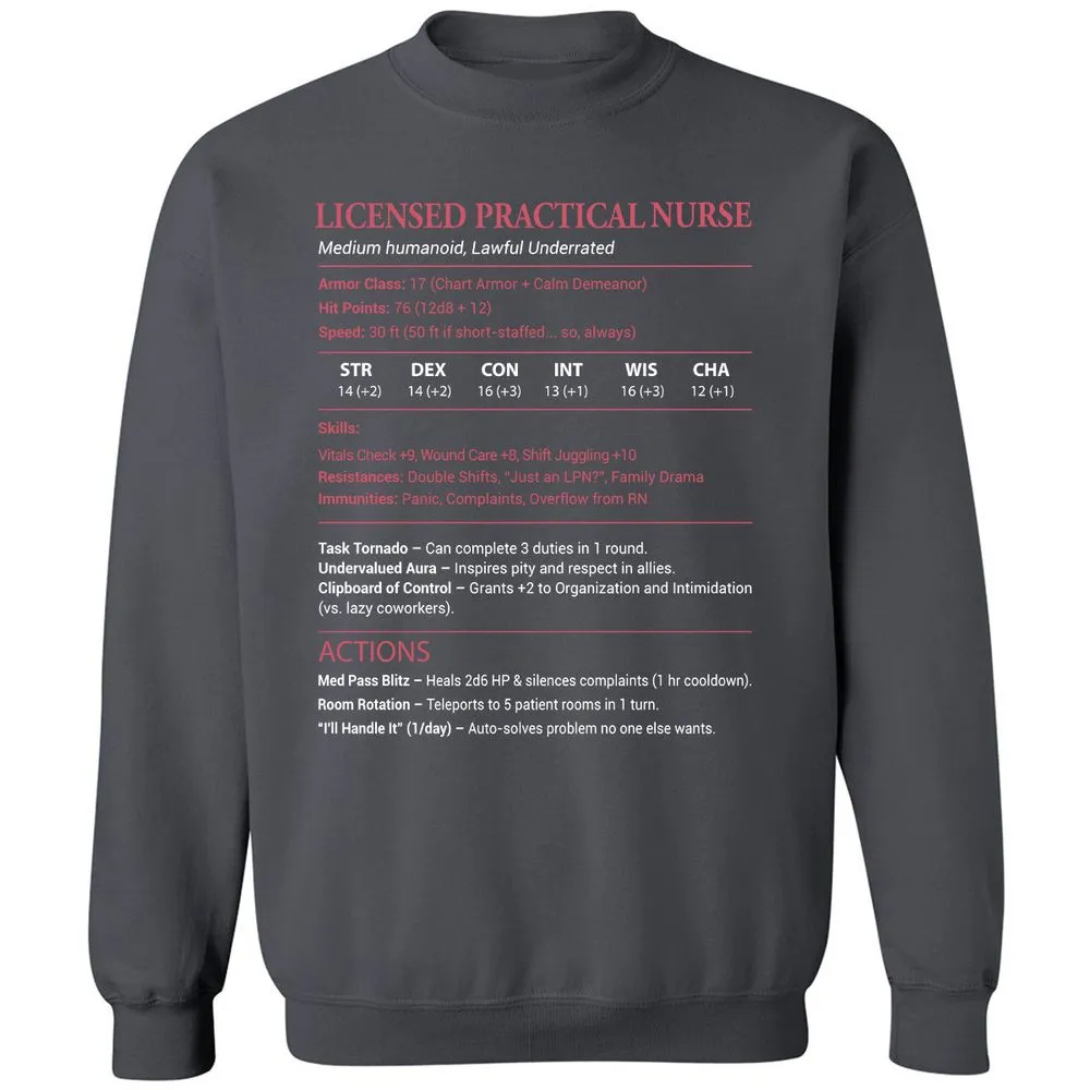 Licensed Practical Nurse LPN Classic Unisex Sweatshirt - Charcoal - 7