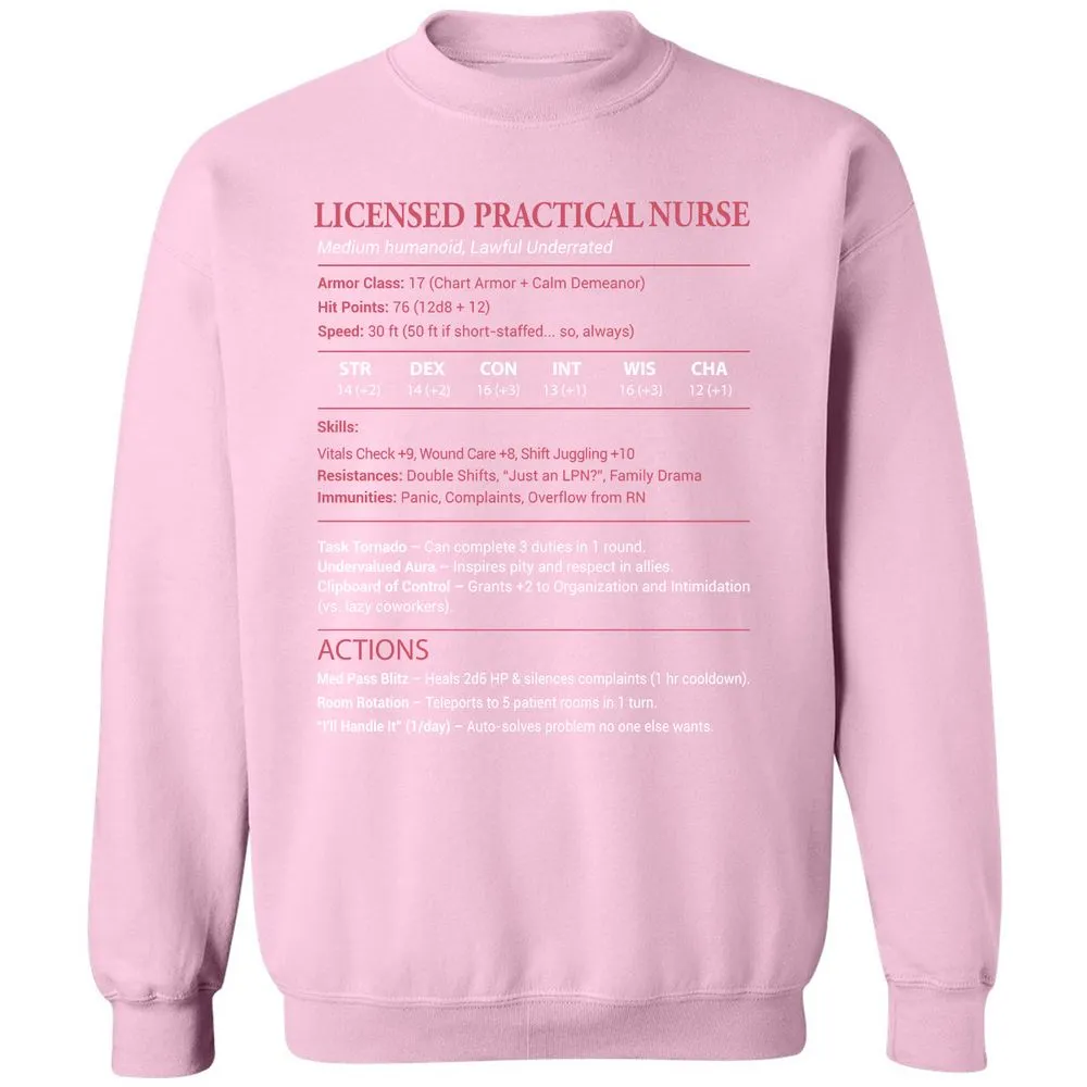 Licensed Practical Nurse LPN Classic Unisex Sweatshirt - Light Pink - 3