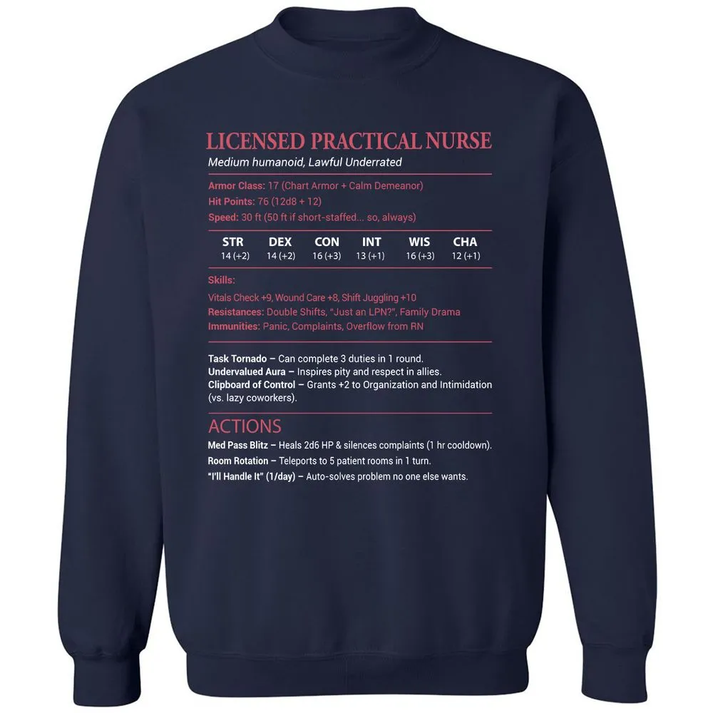 Licensed Practical Nurse LPN Classic Unisex Sweatshirt - Navy - 2