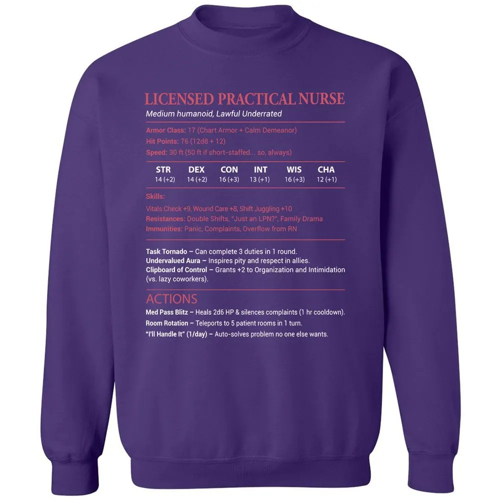 Licensed Practical Nurse LPN Classic Unisex Sweatshirt - Purple - 6