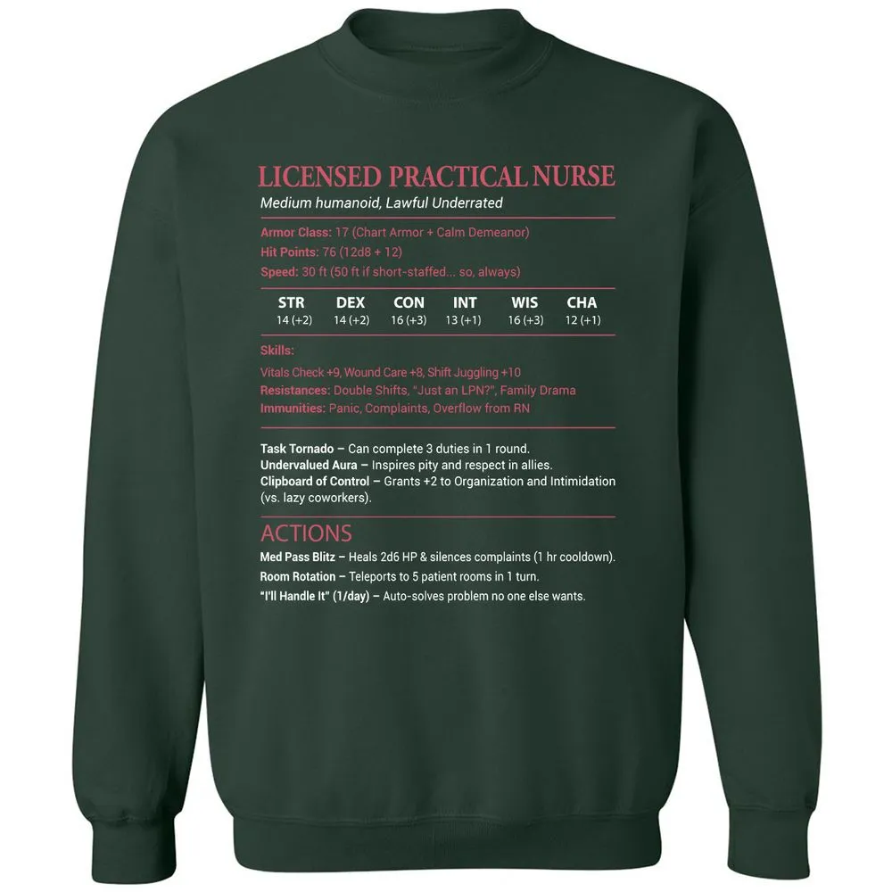Licensed Practical Nurse LPN Classic Unisex Sweatshirt - Forest Green - 4