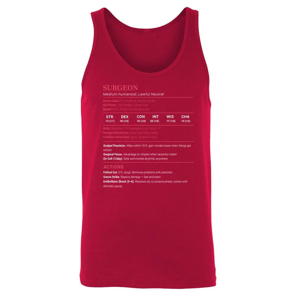 Surgeon Stats Unisex Jersey Tank - Red - 11