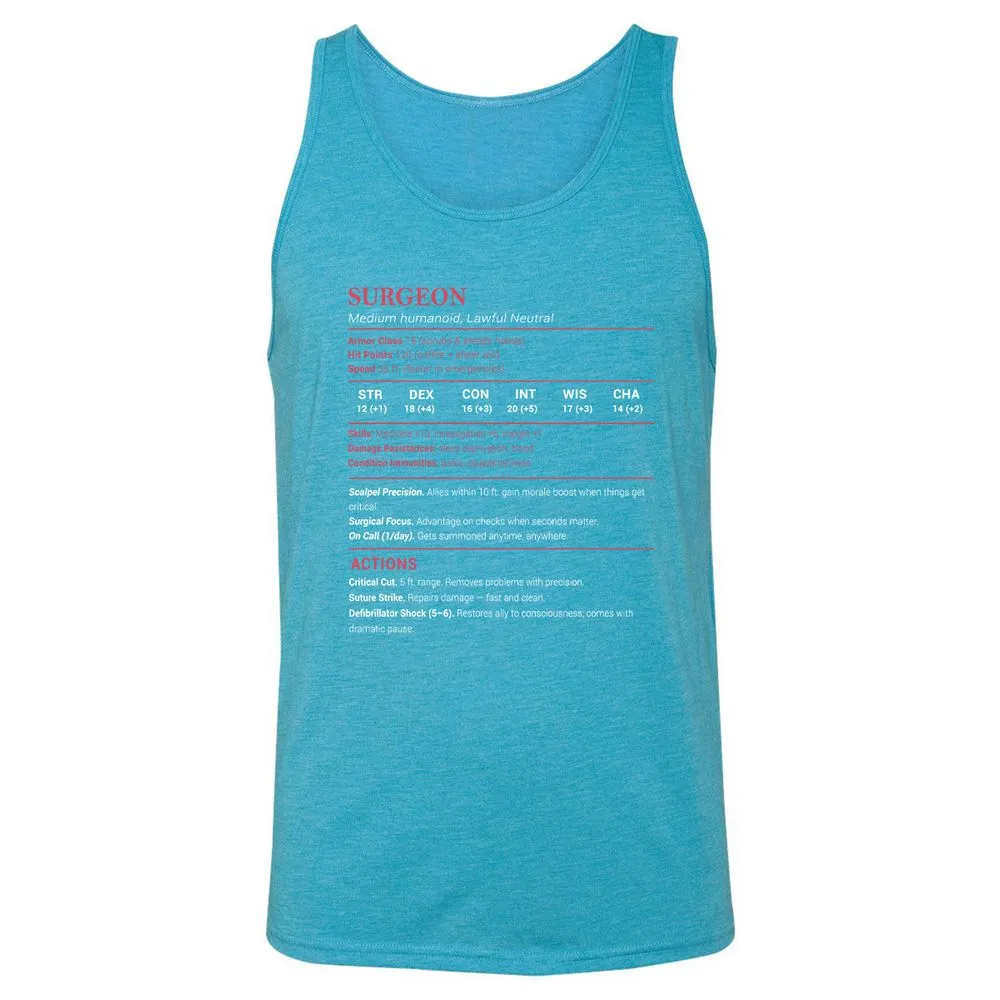 Surgeon Stats Unisex Jersey Tank - Aqua Triblend - 3