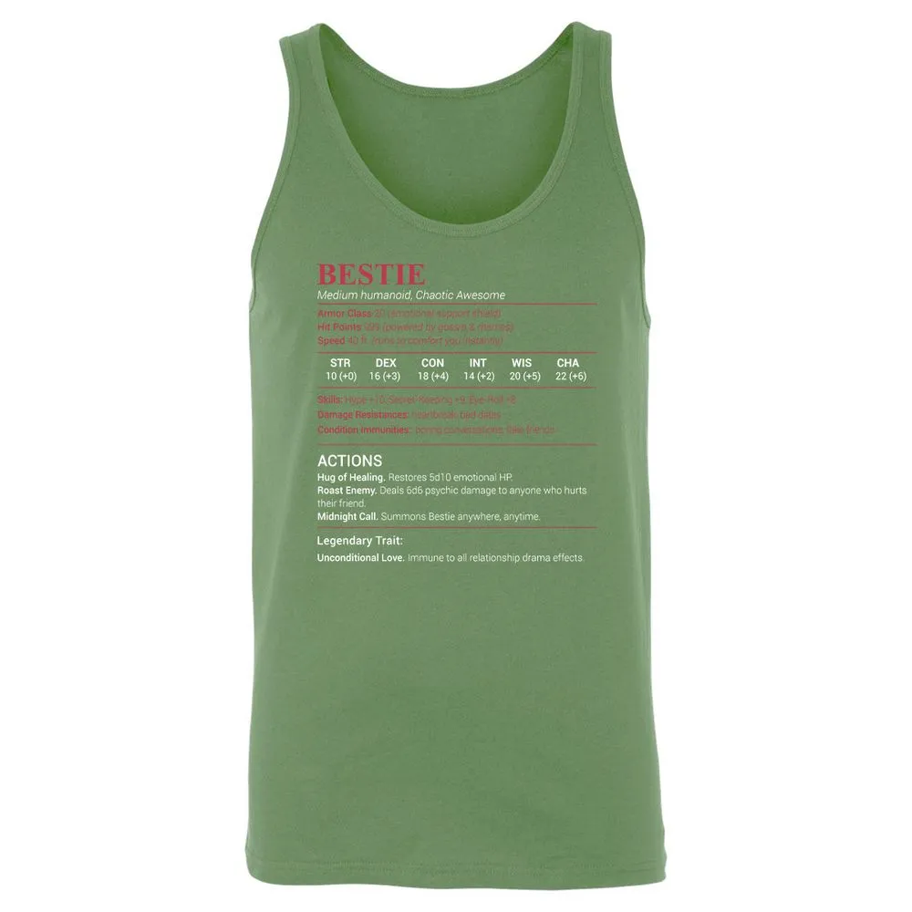Bestie Stats Unisex Jersey Tank - Leaf - 10