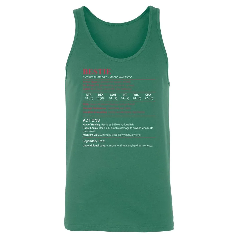 Bestie Stats Unisex Jersey Tank - Kelly - 9