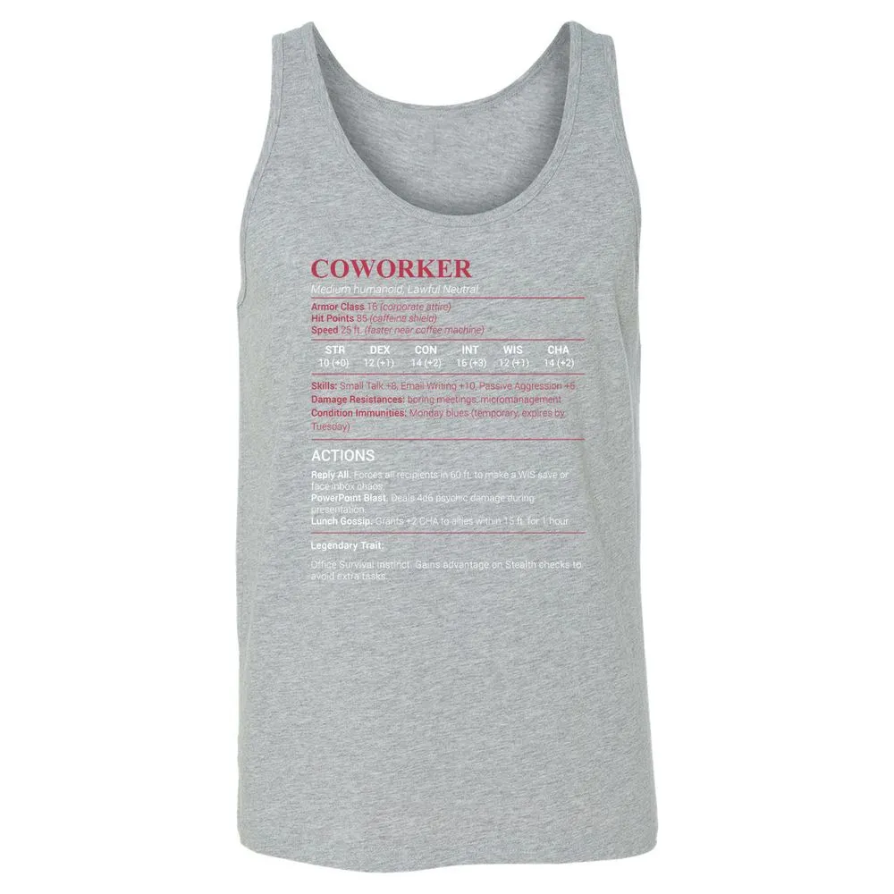 Coworker Stats Unisex Jersey Tank - Athletic Heather - 4
