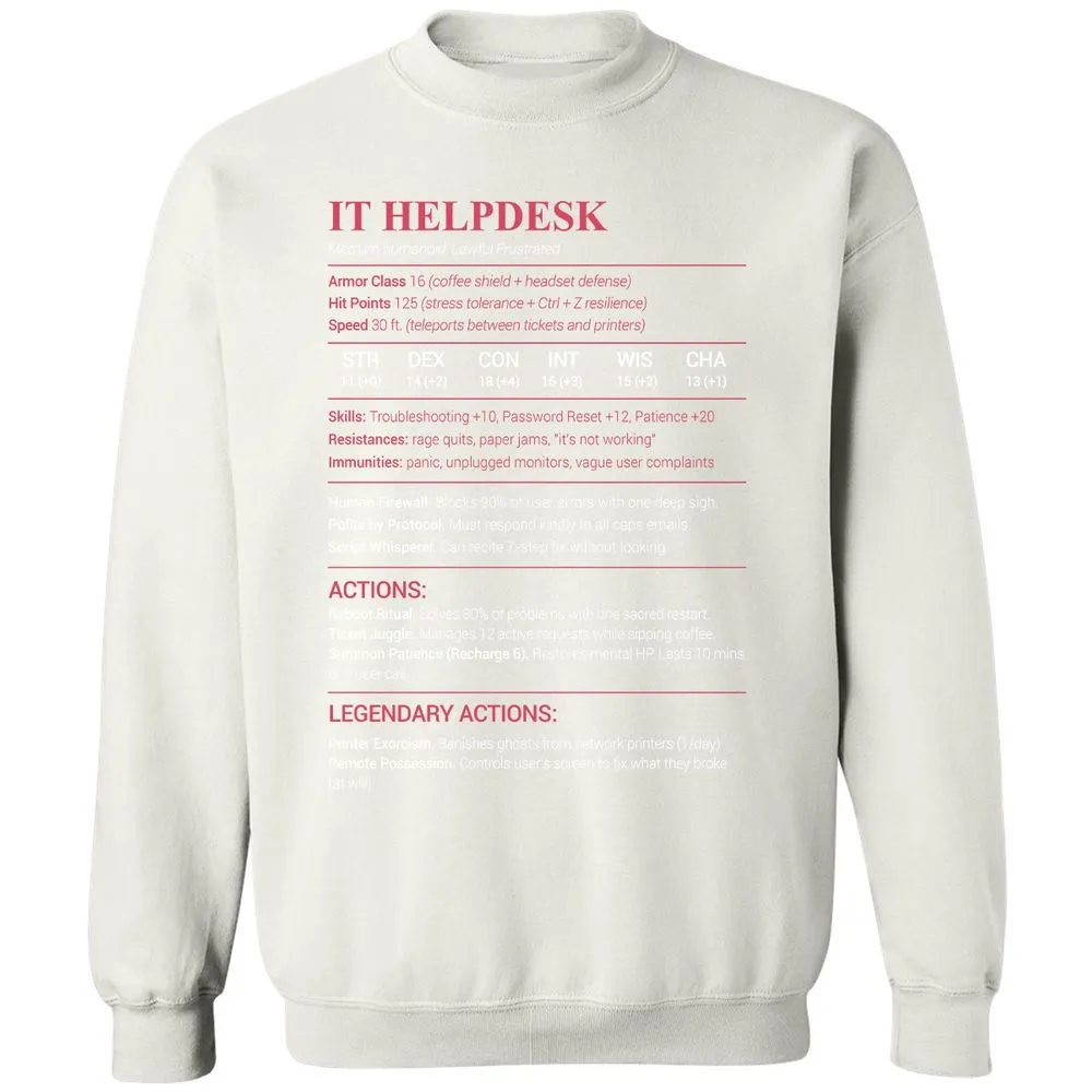 IT Helpdesk Classic Unisex Sweatshirt - White - 12