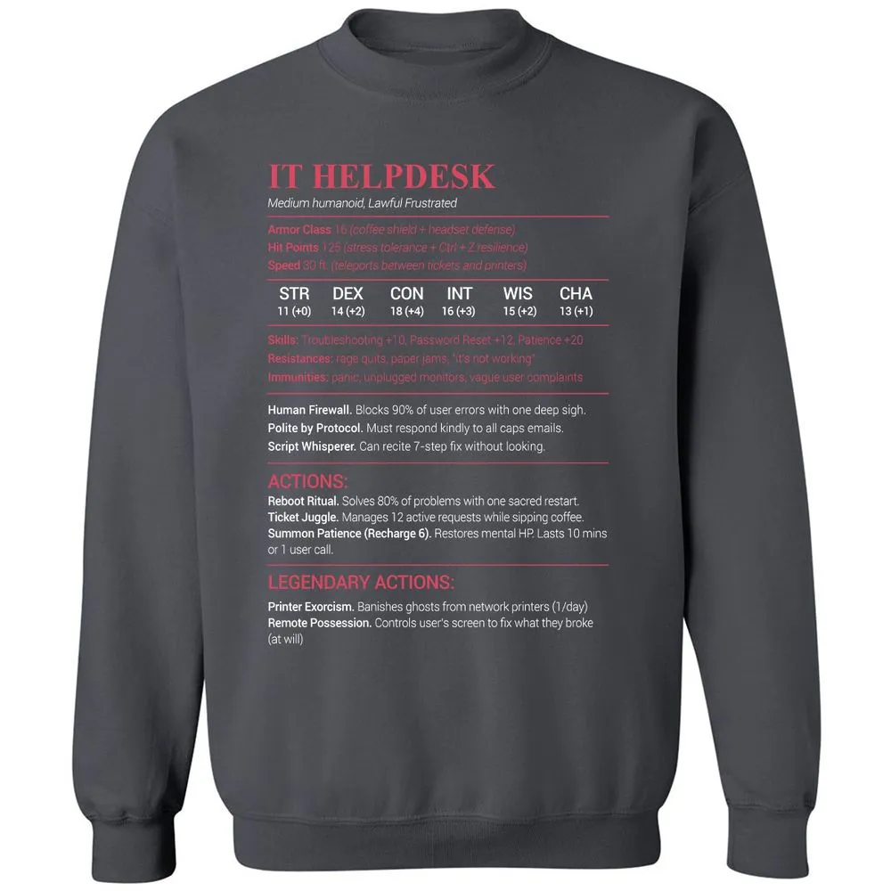 IT Helpdesk Classic Unisex Sweatshirt - Charcoal - 7