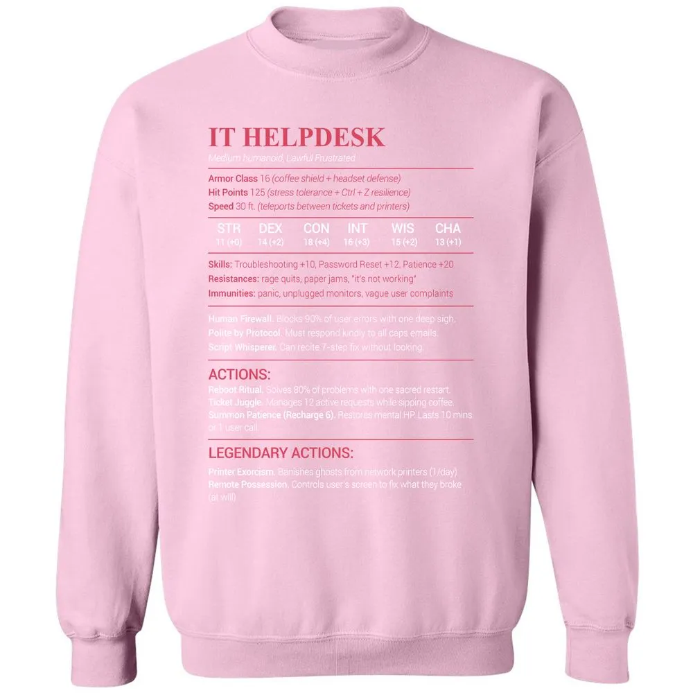 IT Helpdesk Classic Unisex Sweatshirt - Light Pink - 3