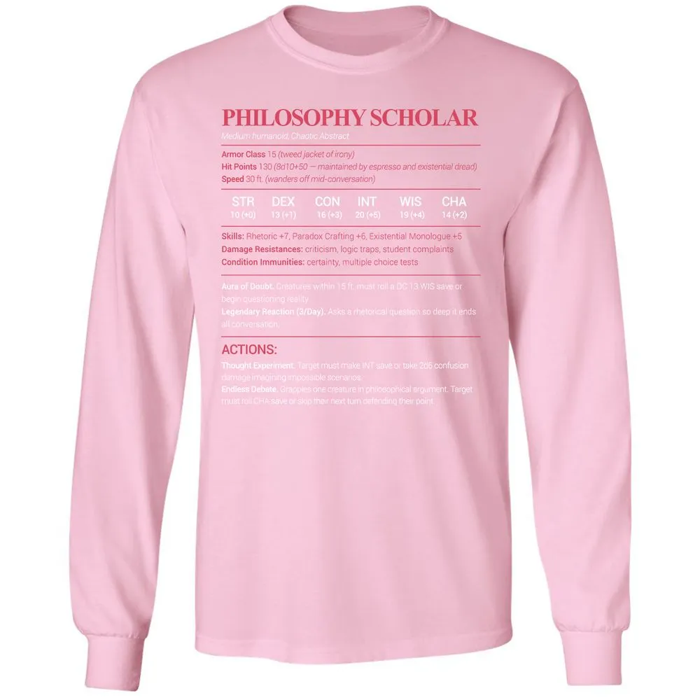 Philosophy Scholar Long Sleeve T-Shirt - Light Pink - 3
