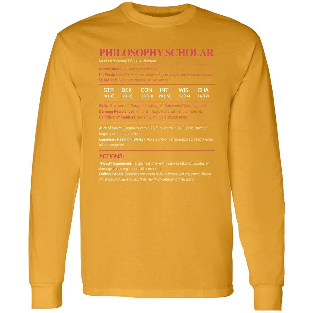 Philosophy Scholar Long Sleeve T-Shirt - Gold - 9