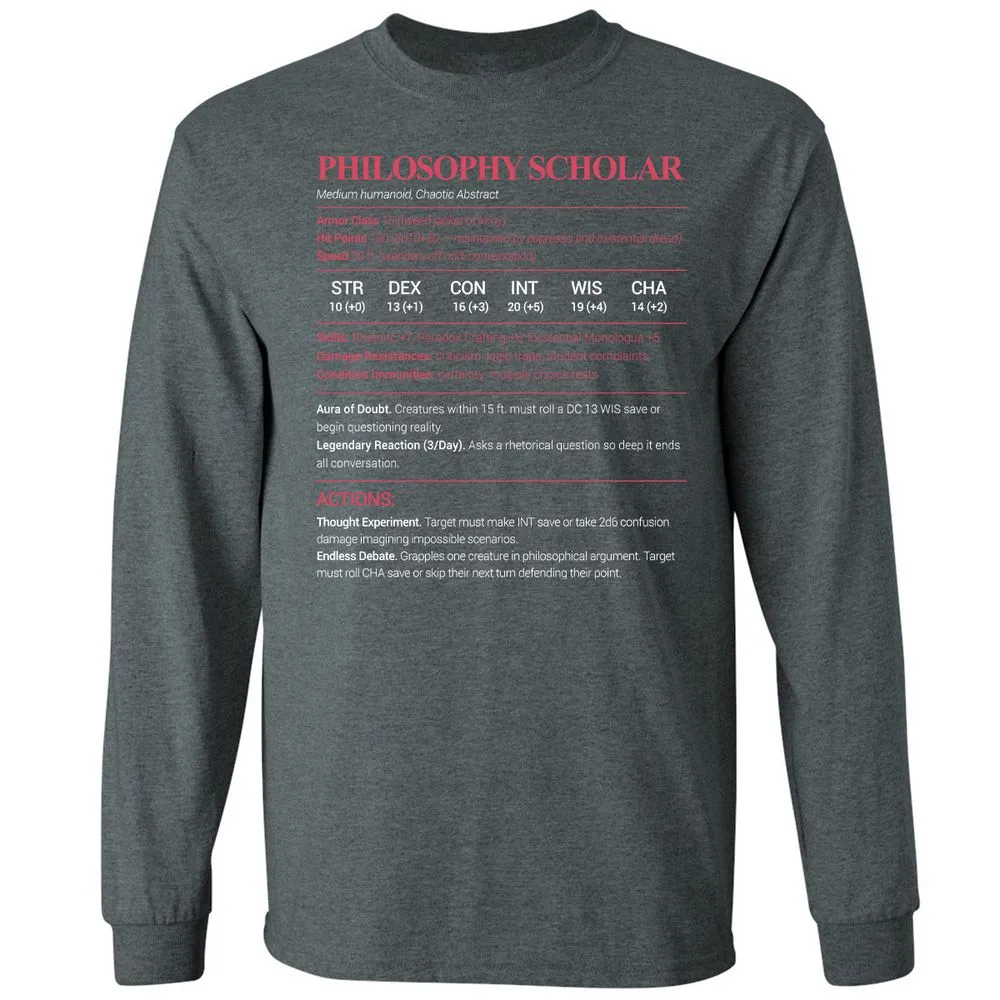 Philosophy Scholar Long Sleeve T-Shirt - Dark Heather - 15