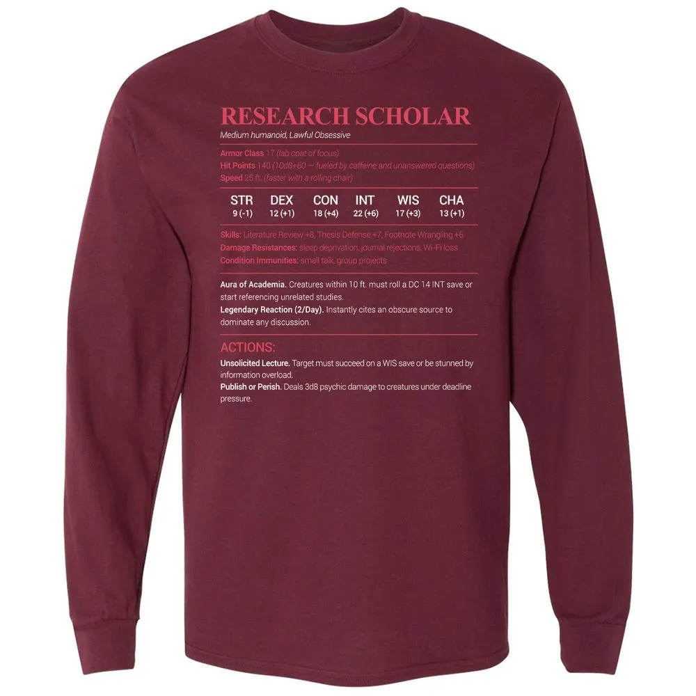 Research Scholar Long Sleeve T-Shirt - Maroon - 11