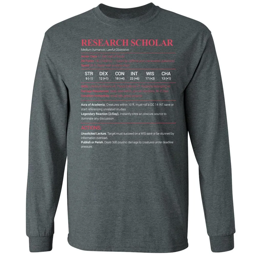Research Scholar Long Sleeve T-Shirt - Dark Heather - 15