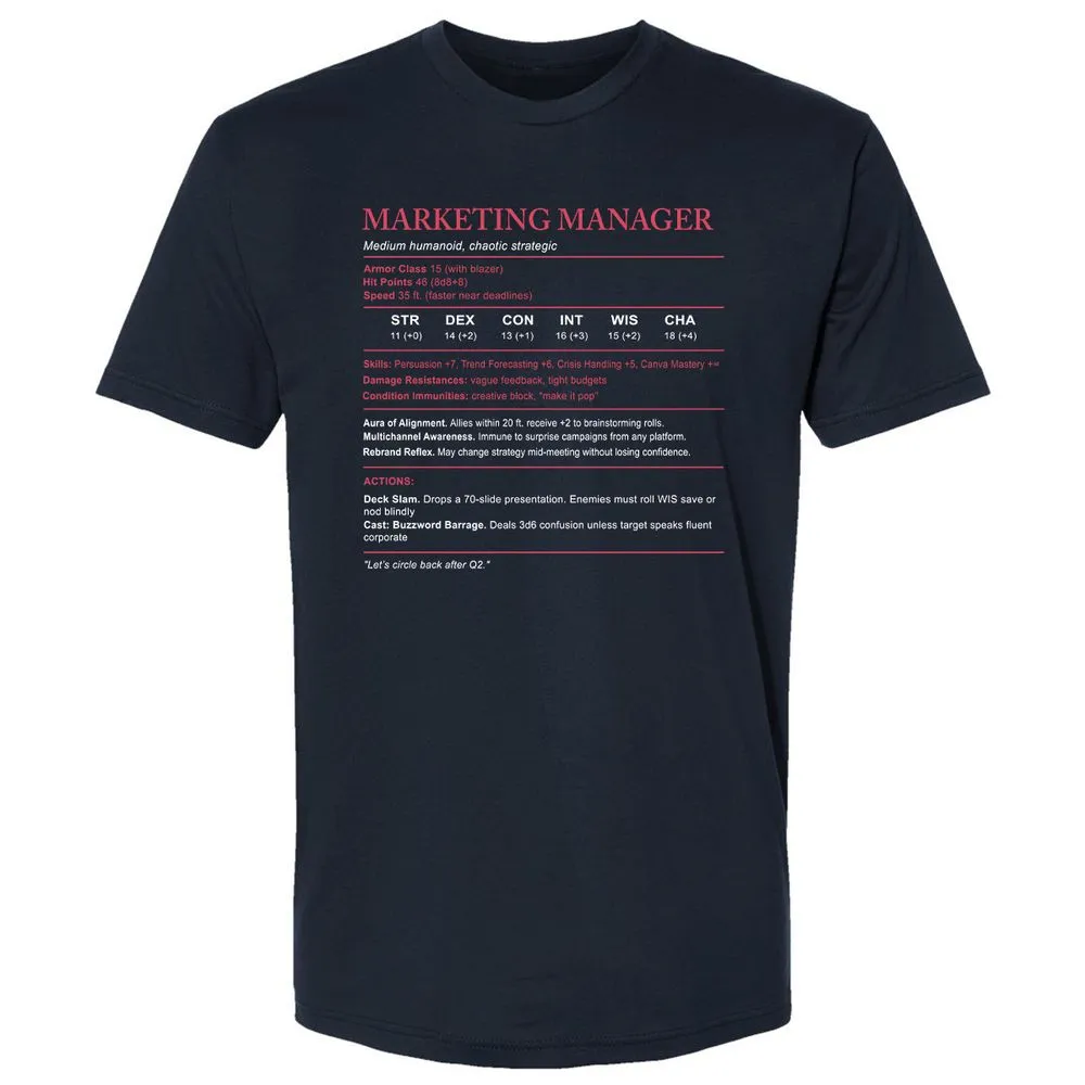Marketing Manager Stats Premium Unisex T-Shirt - Midnight Navy - 2