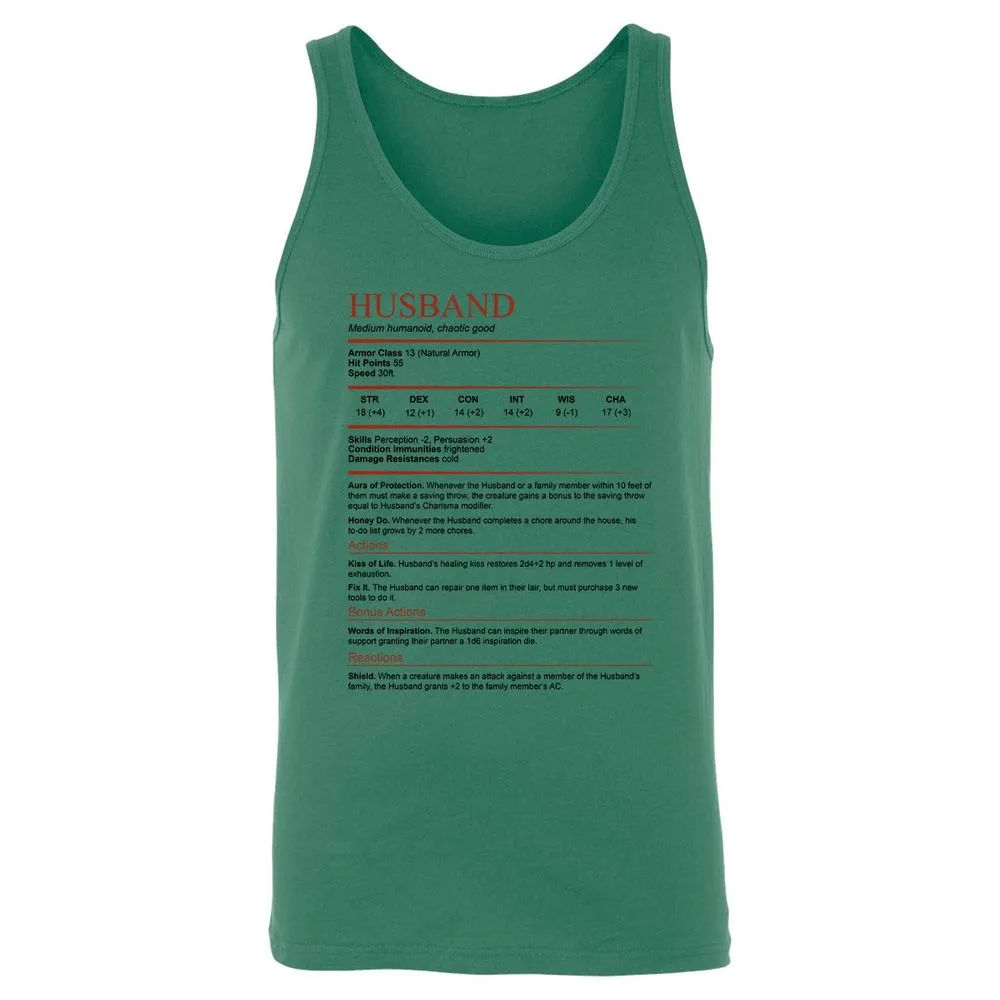 Husband White Unisex Jersey Tank - Kelly - 9
