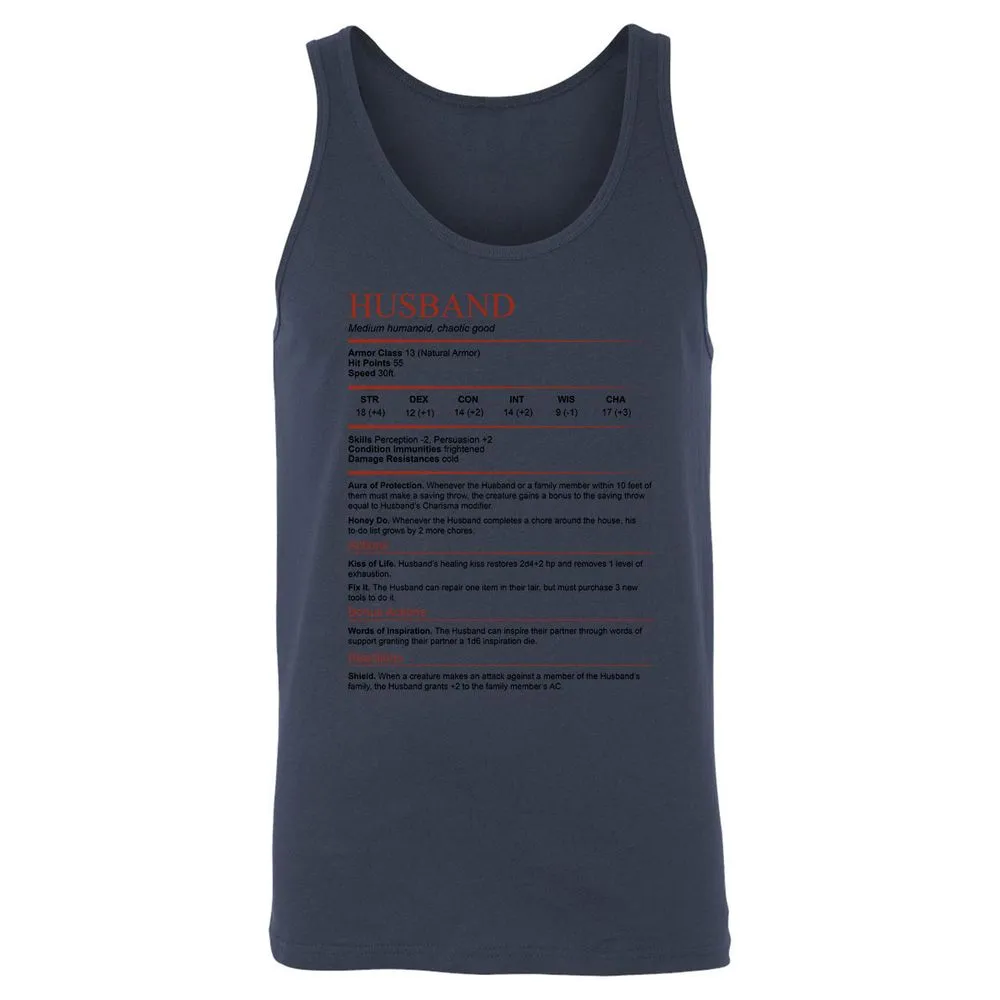 Husband White Unisex Jersey Tank - Navy - 8