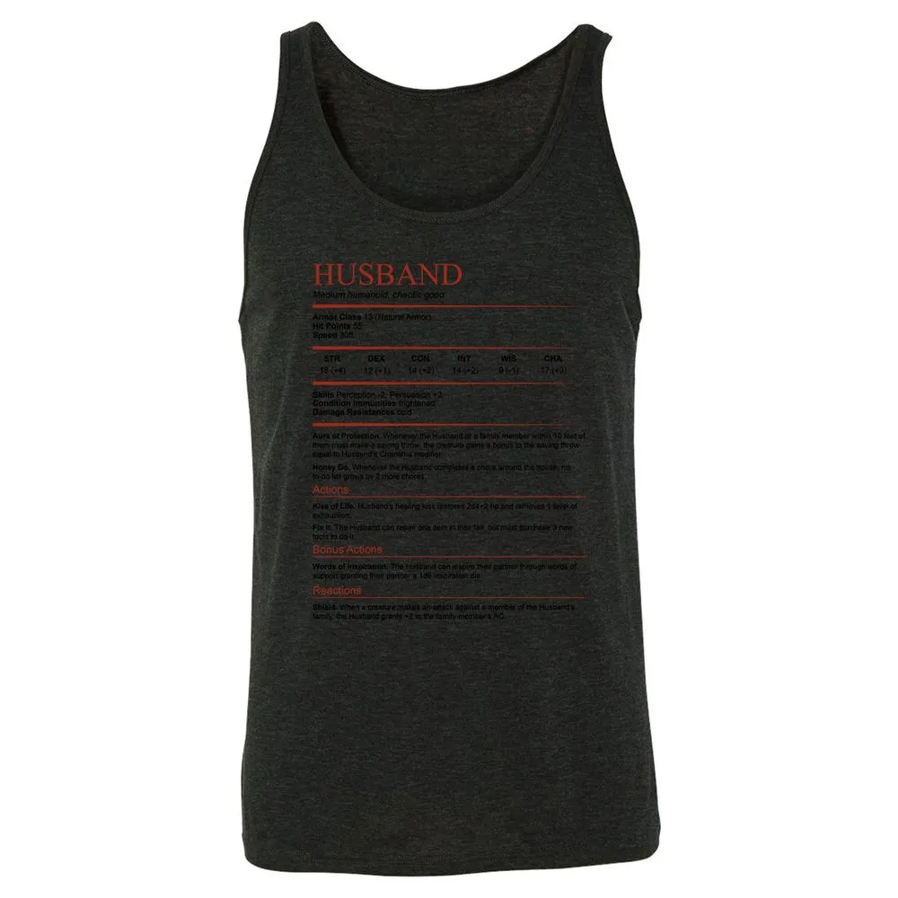 Husband White Unisex Jersey Tank - Charcoal Black Triblend - 5