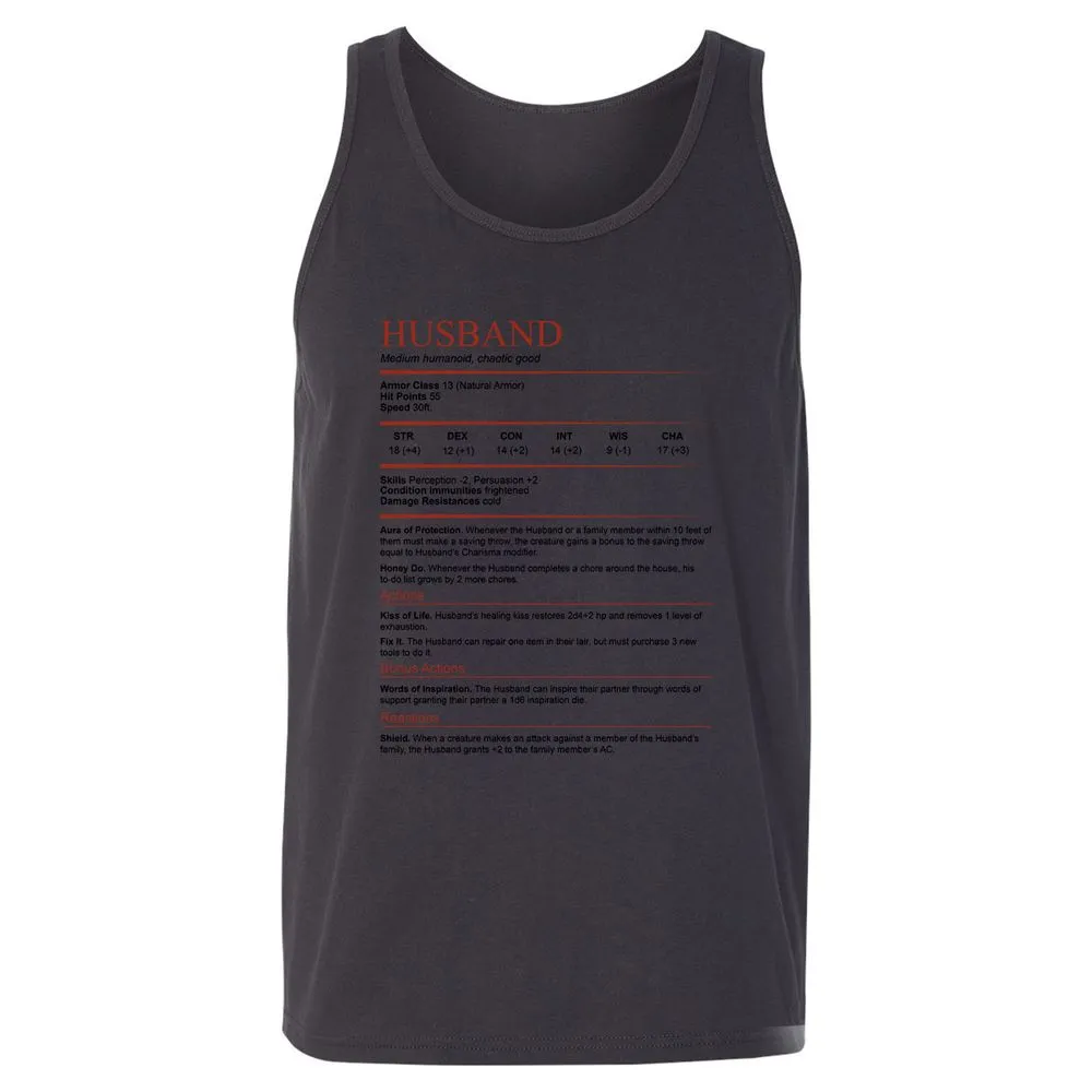 Husband White Unisex Jersey Tank - Dark Grey - 7