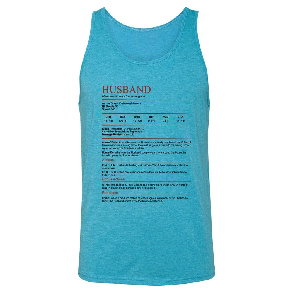 Husband White Unisex Jersey Tank - Aqua Triblend - 3