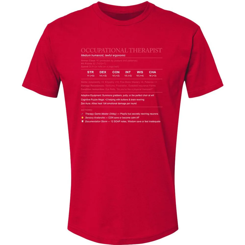 Occupational Therapist Stats Premium Unisex T-Shirt - Red - 6