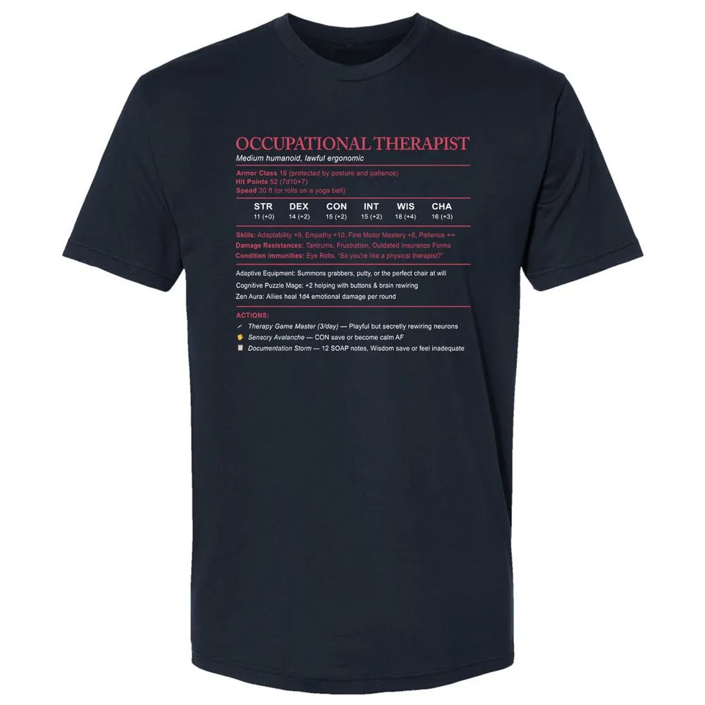 Occupational Therapist Stats Premium Unisex T-Shirt - Midnight Navy - 2