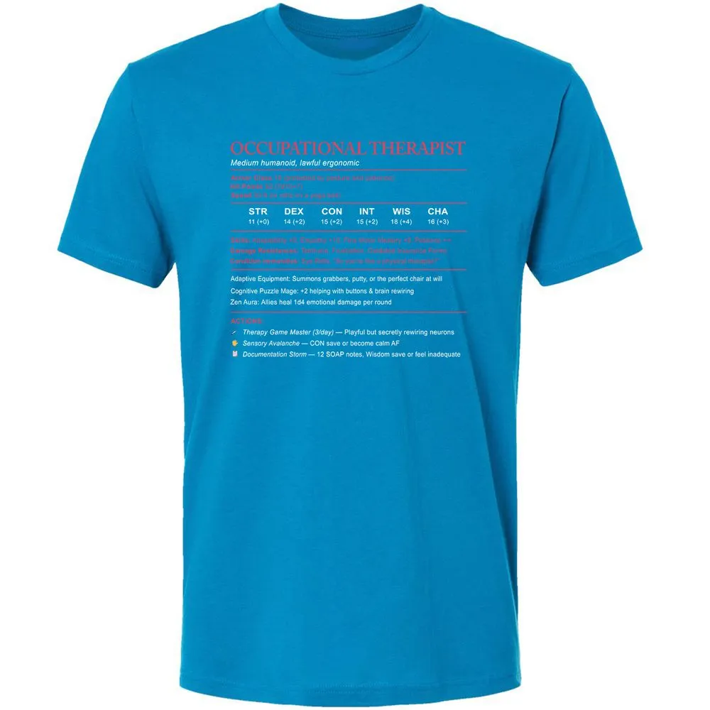 Occupational Therapist Stats Premium Unisex T-Shirt - Turquoise - 16