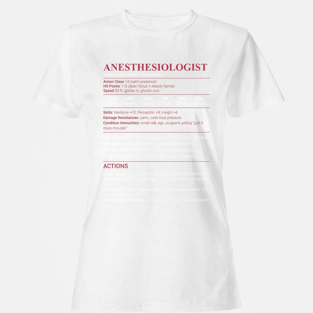Anesthesiologist Stats Women's T-Shirt - White - 16