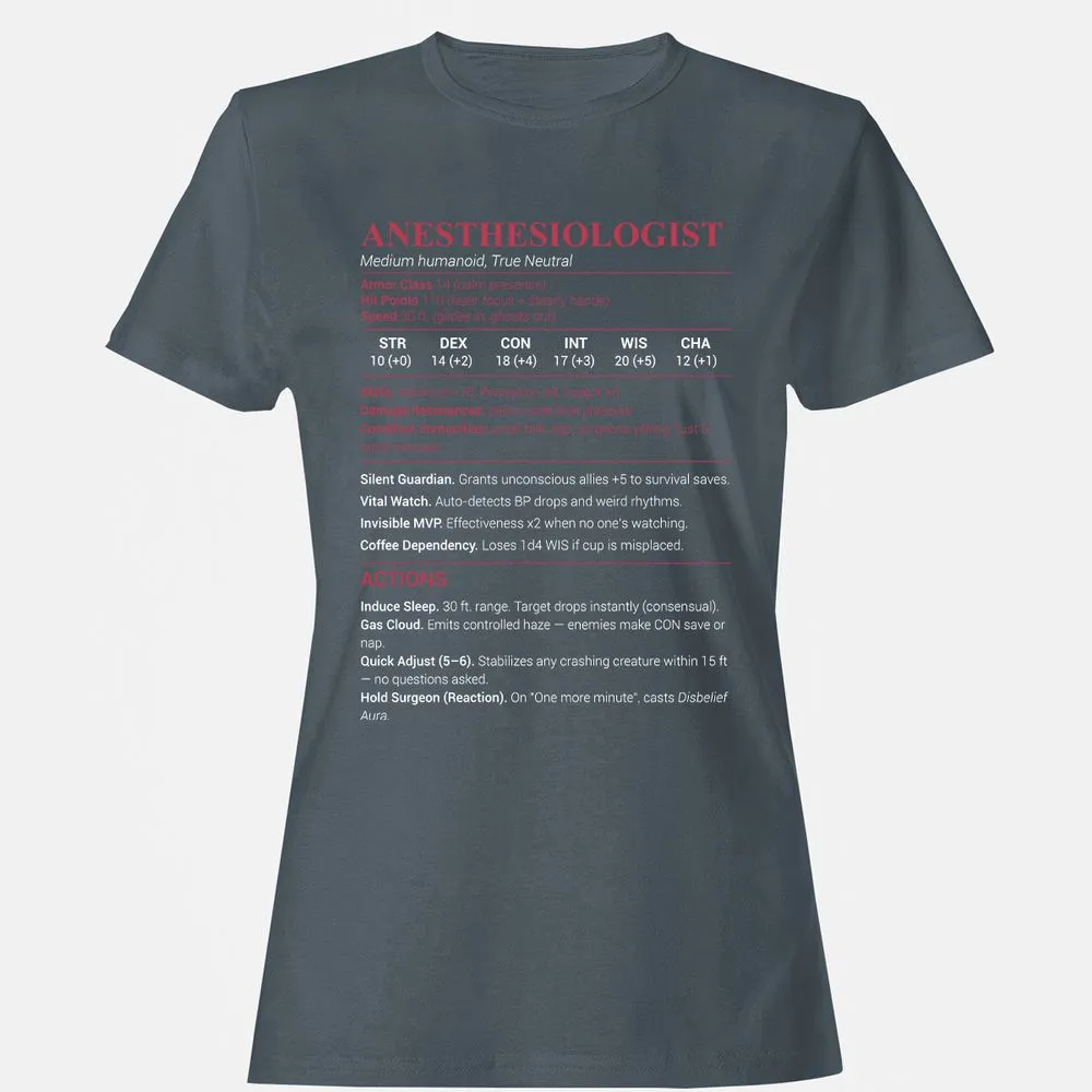 Anesthesiologist Stats Women's T-Shirt - Charcoal - 3