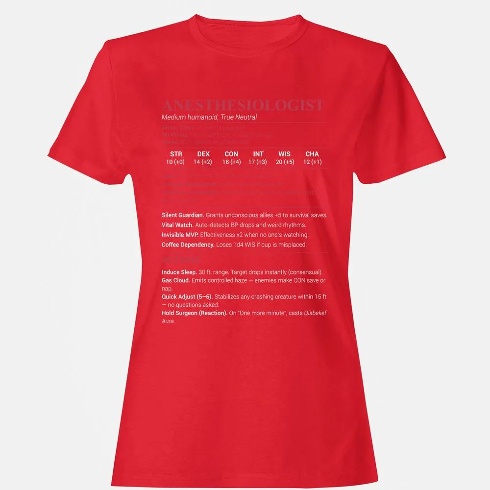 Anesthesiologist Stats Women's T-Shirt - Red - 13