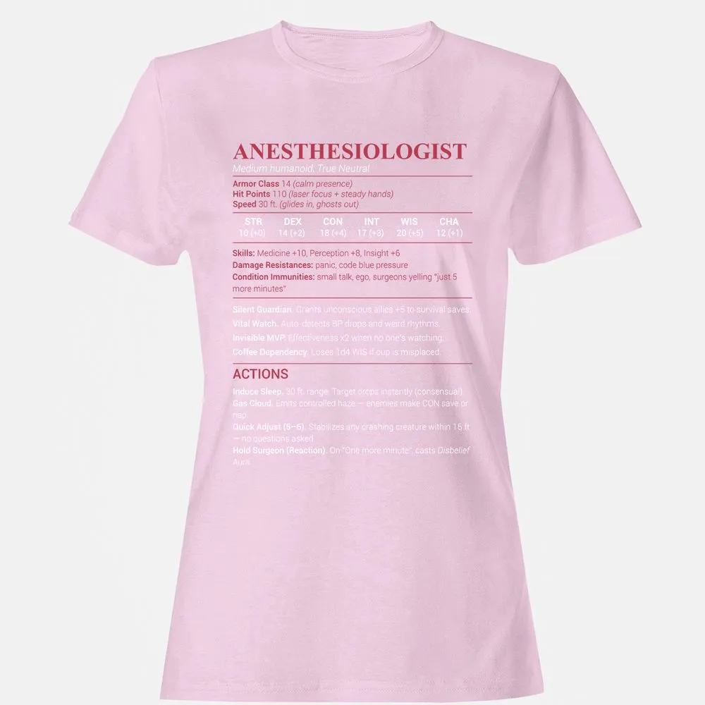 Anesthesiologist Stats Women's T-Shirt - Light Pink - 9