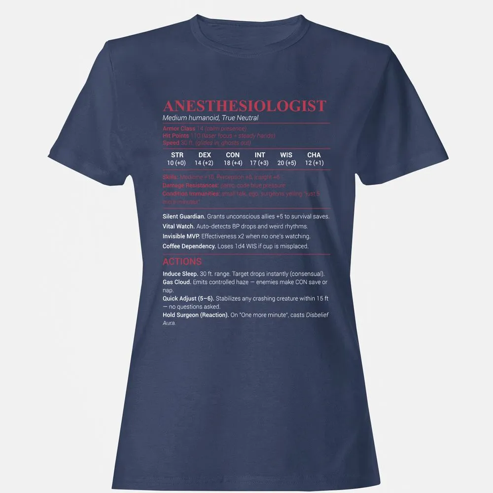 Anesthesiologist Stats Women's T-Shirt - Navy - 10