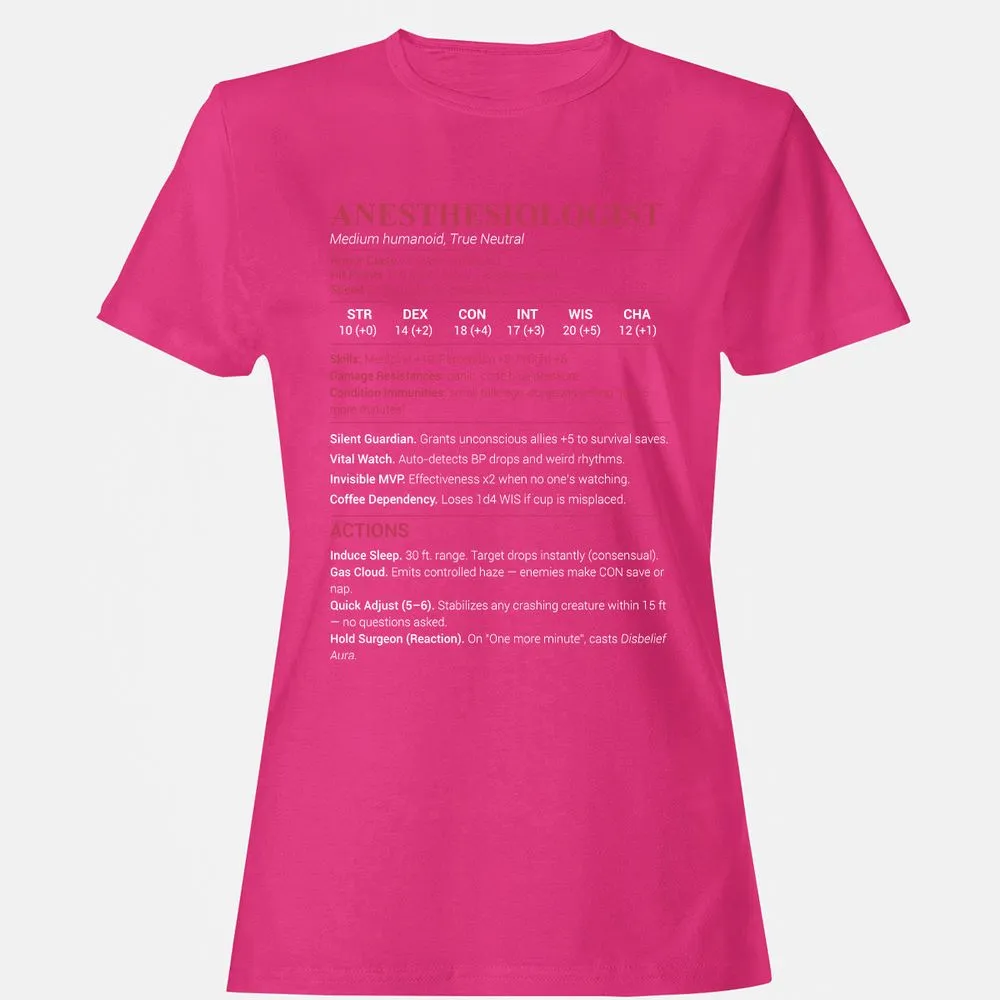 Anesthesiologist Stats Women's T-Shirt - Heliconia - 6
