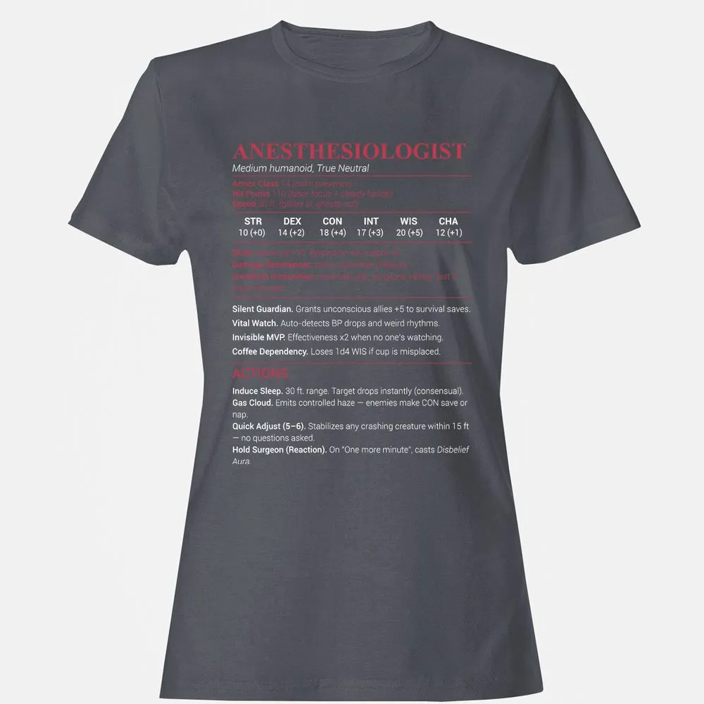 Anesthesiologist Stats Women's T-Shirt - Dark Heather - 5