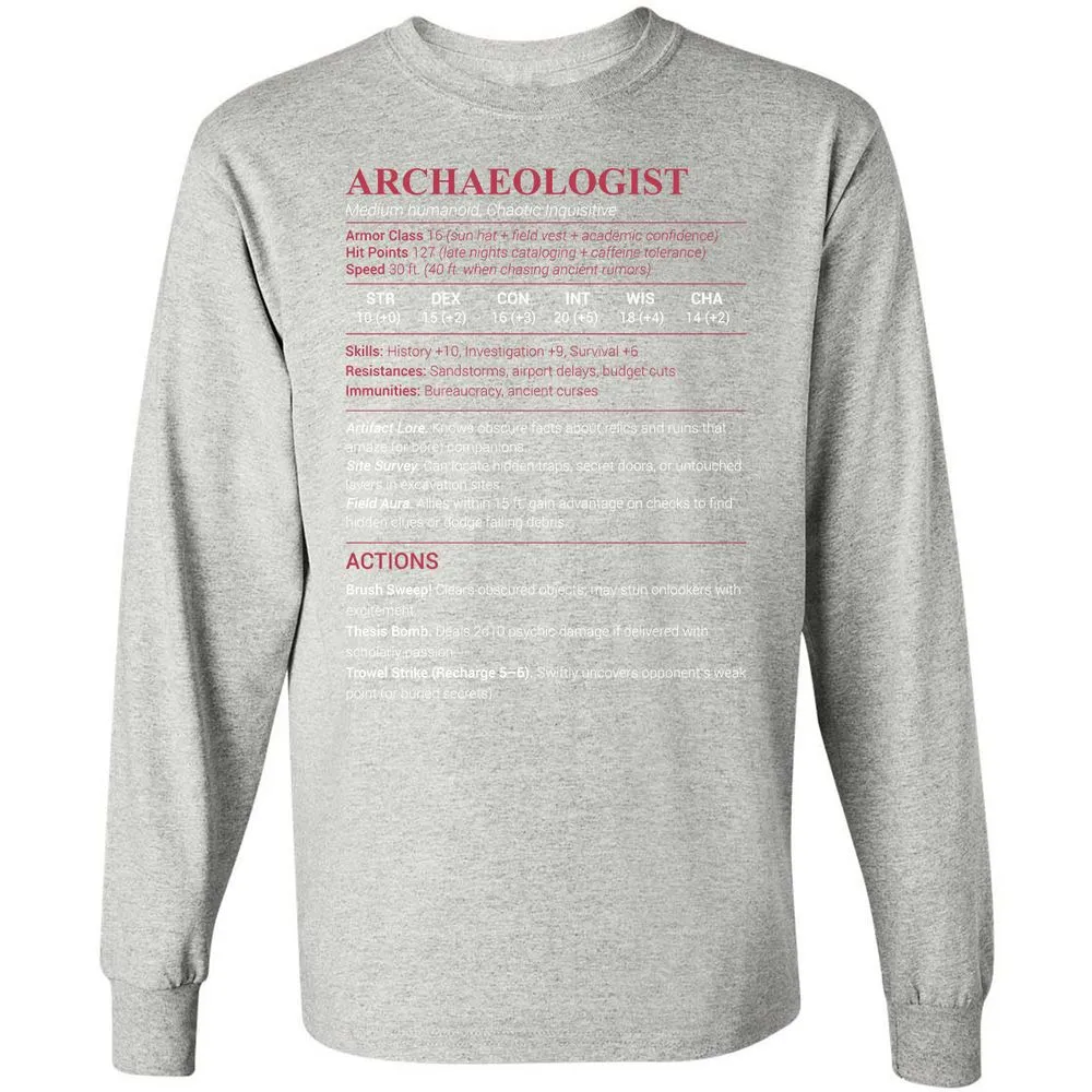 ARCHAEOLOGIST Long Sleeve T-Shirt - Ash - 7