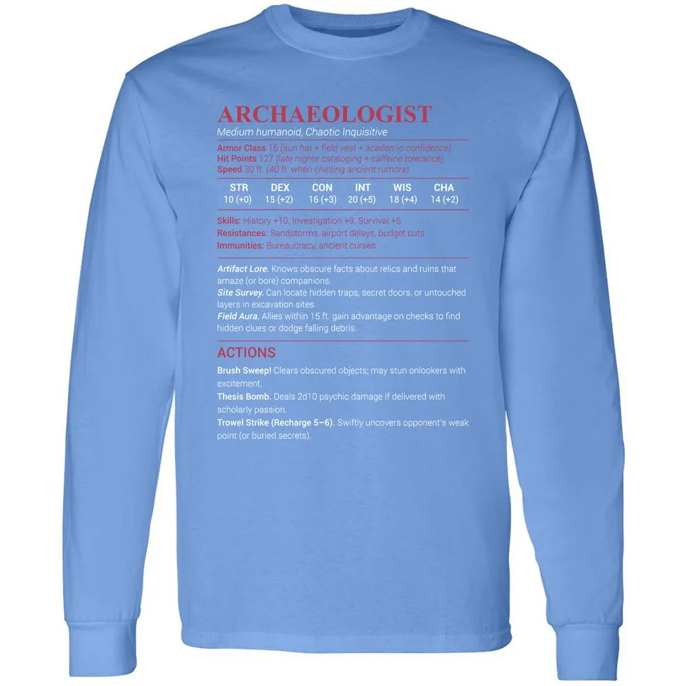 ARCHAEOLOGIST Long Sleeve T-Shirt - Carolina Blue - 12