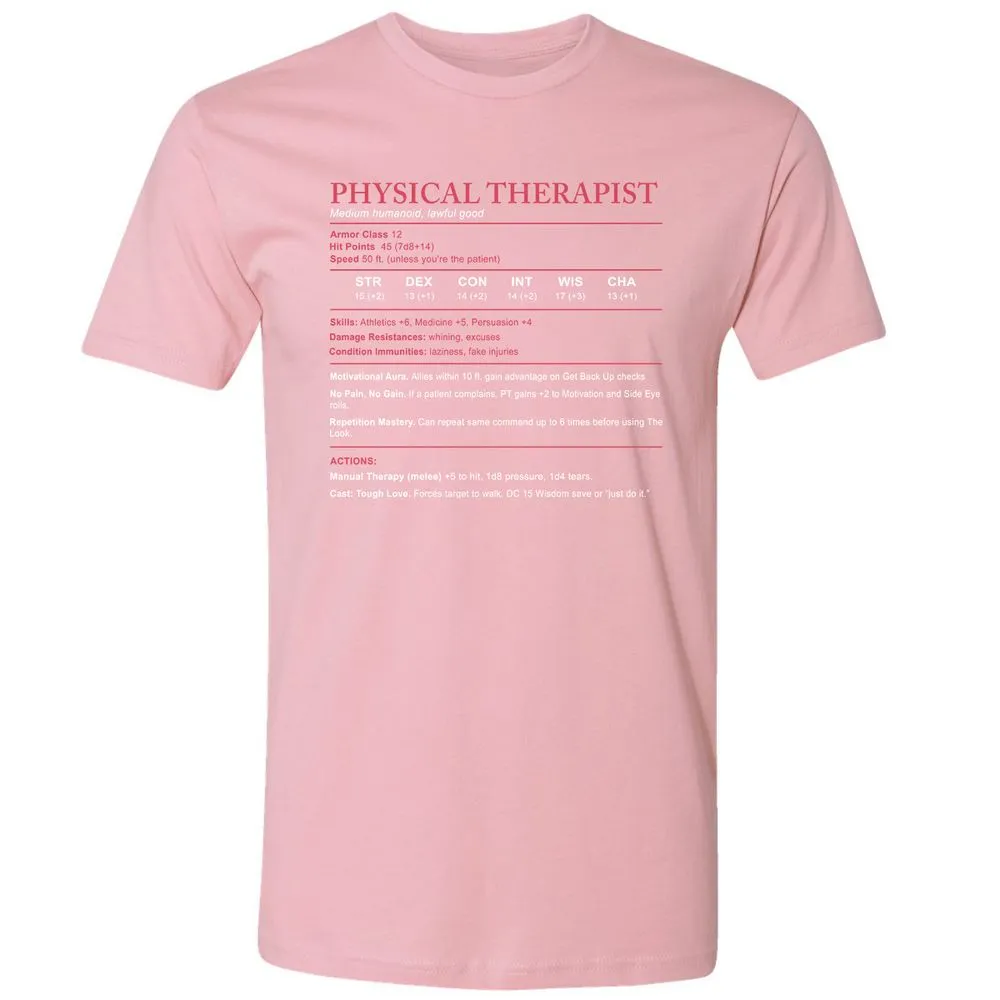 Physical Therapist Stats Premium Unisex T-Shirt - Light Pink - 3