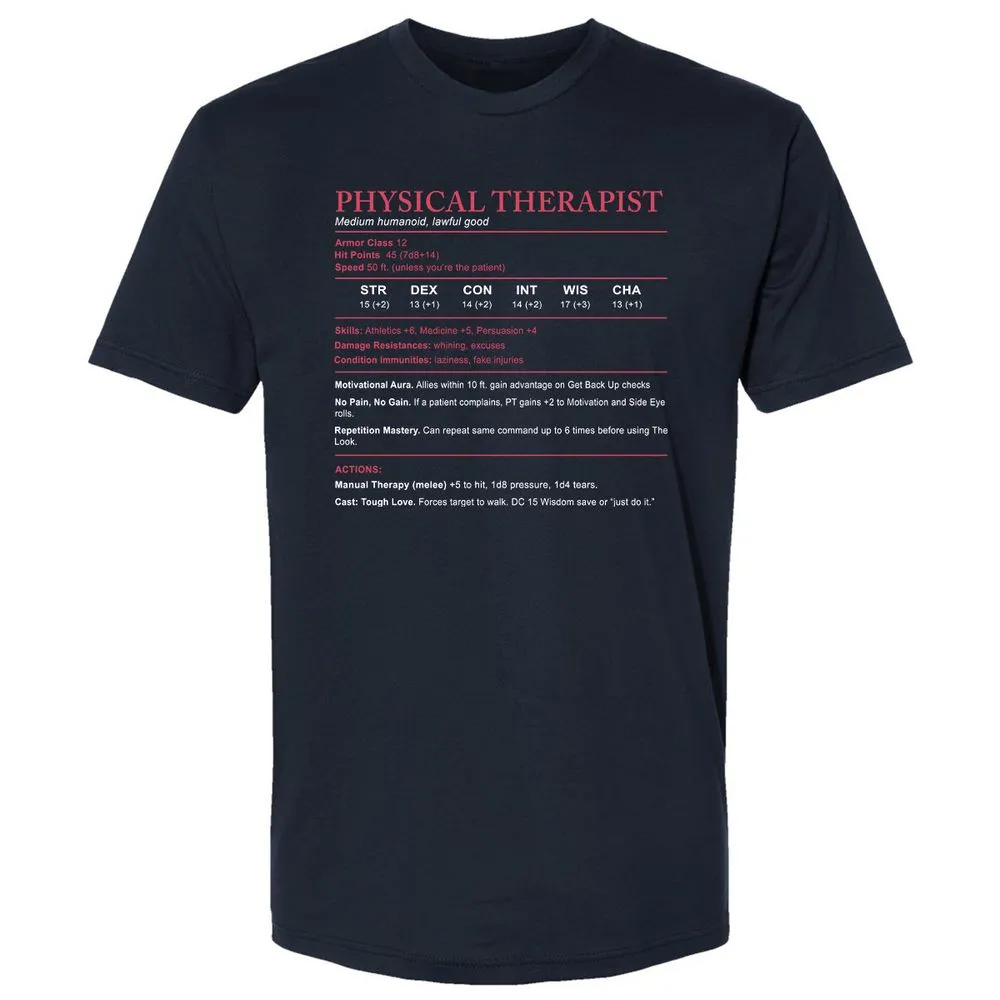 Physical Therapist Stats Premium Unisex T-Shirt - Midnight Navy - 2