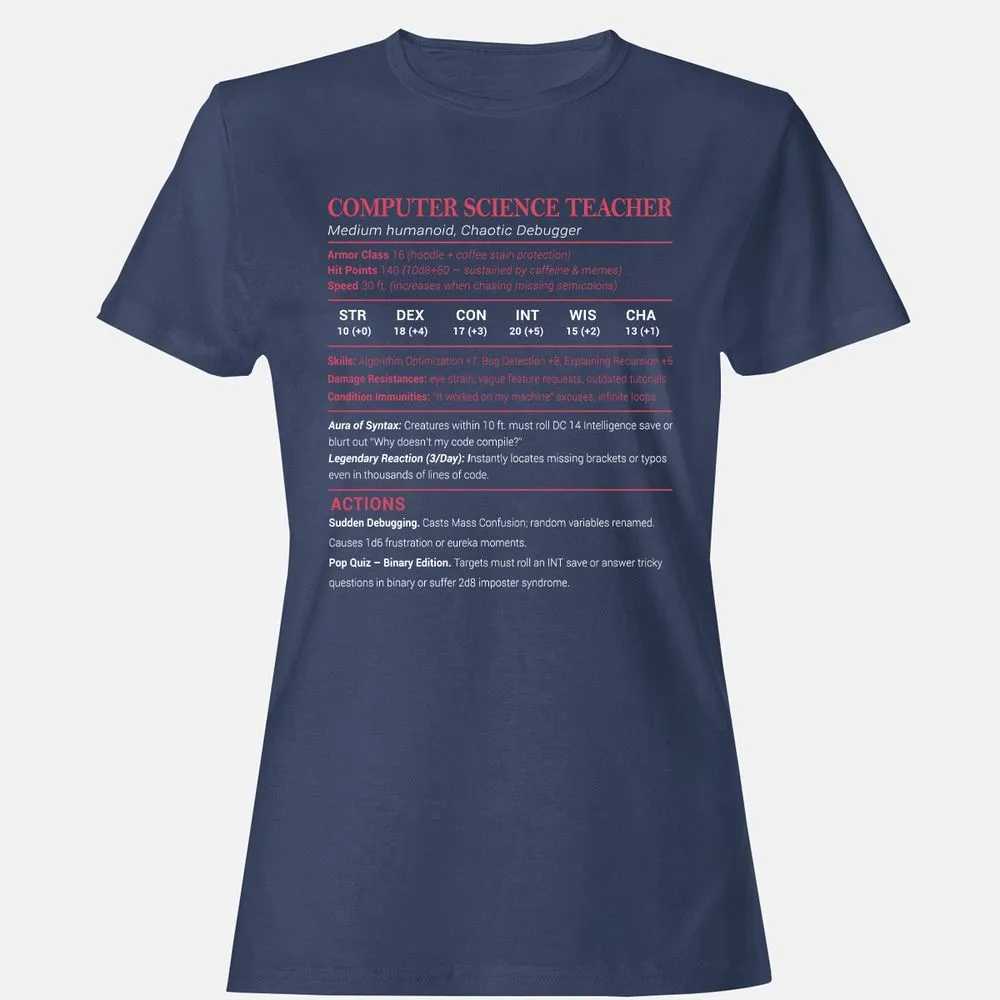 Computer Science Teacher Women's T-Shirt - Navy - 10