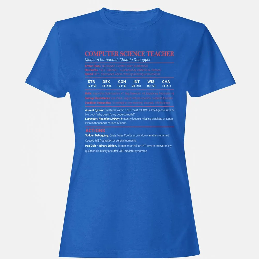 Computer Science Teacher Women's T-Shirt - Royal - 14