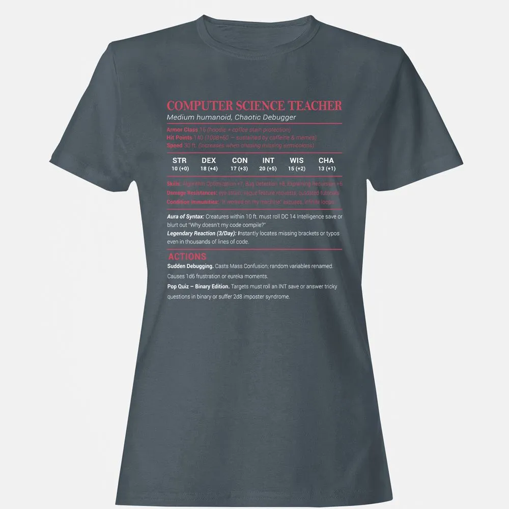 Computer Science Teacher Women's T-Shirt - Charcoal - 3