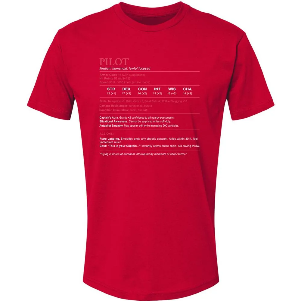 Pilot Stats Premium Unisex T-Shirt - Red - 6