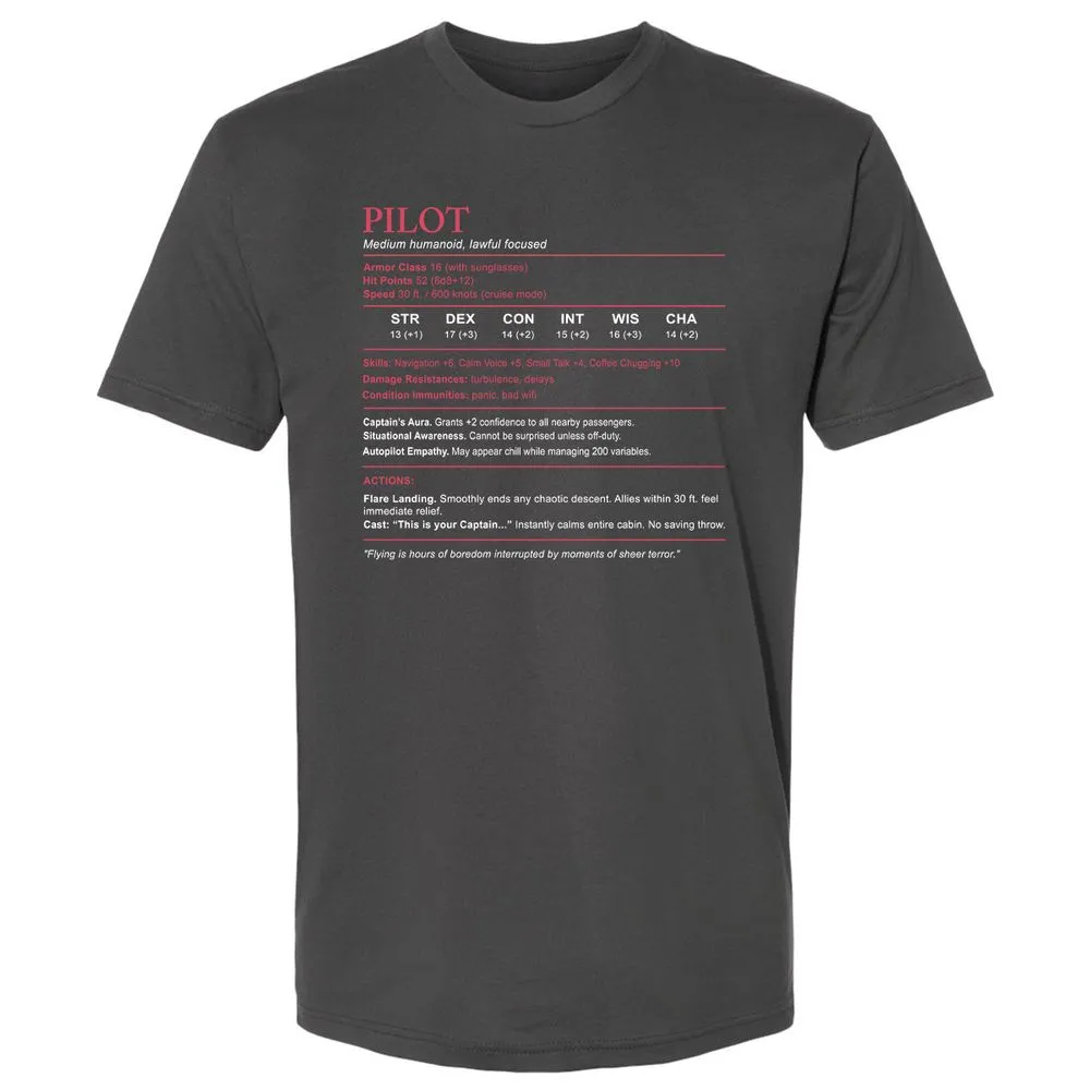Pilot Stats Premium Unisex T-Shirt - Heavy Metal - 8