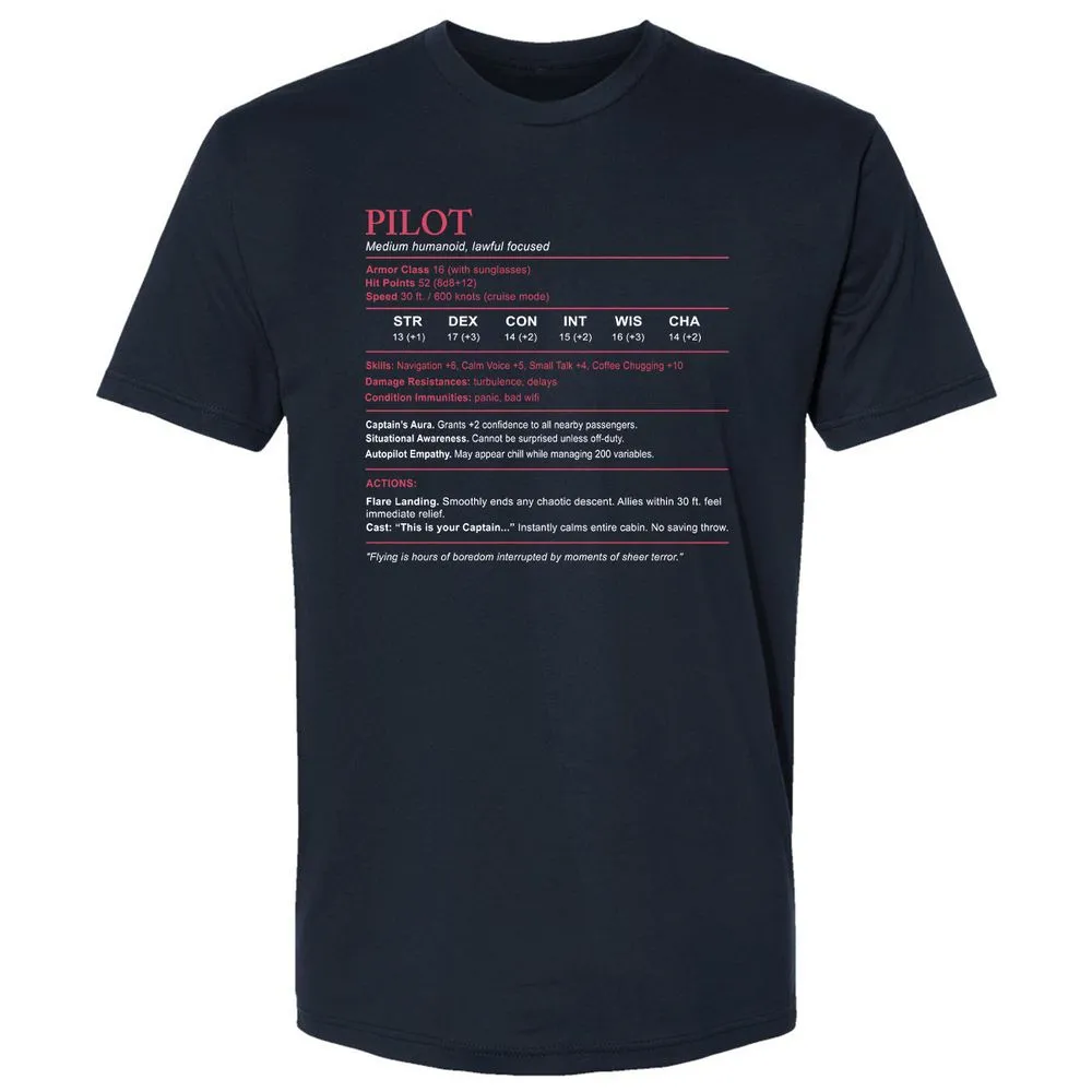 Pilot Stats Premium Unisex T-Shirt - Midnight Navy - 2