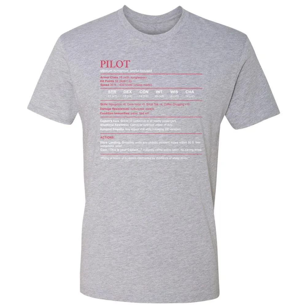 Pilot Stats Premium Unisex T-Shirt - Heather Grey - 9