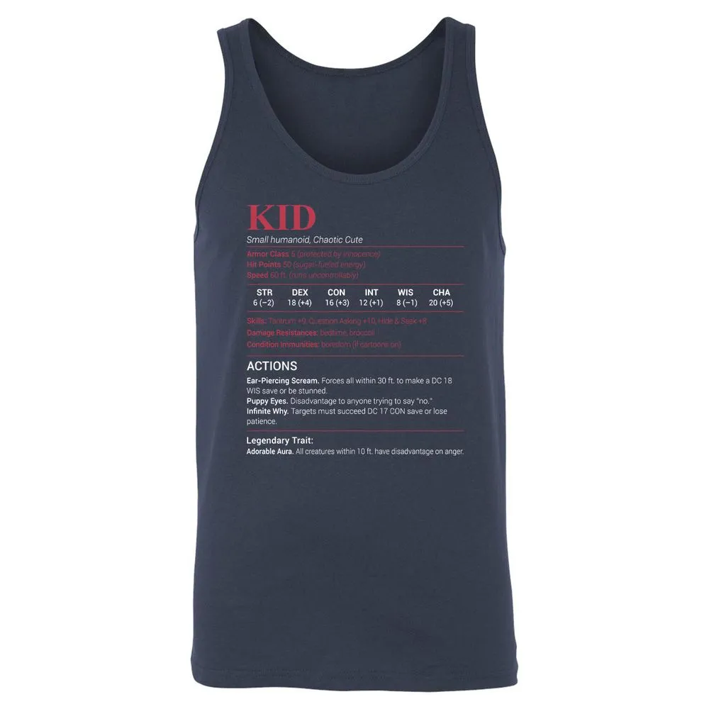 Kid Stats Unisex Jersey Tank - Navy - 2