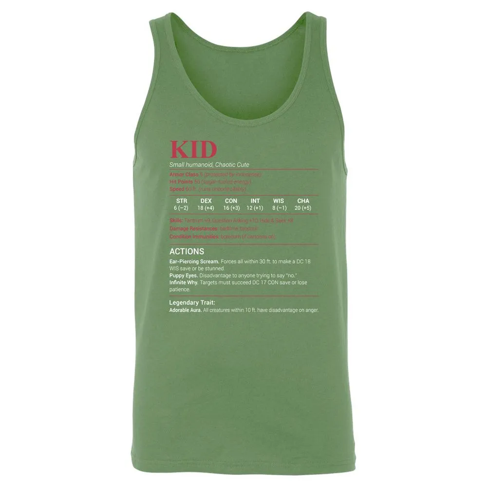 Kid Stats Unisex Jersey Tank - Leaf - 10