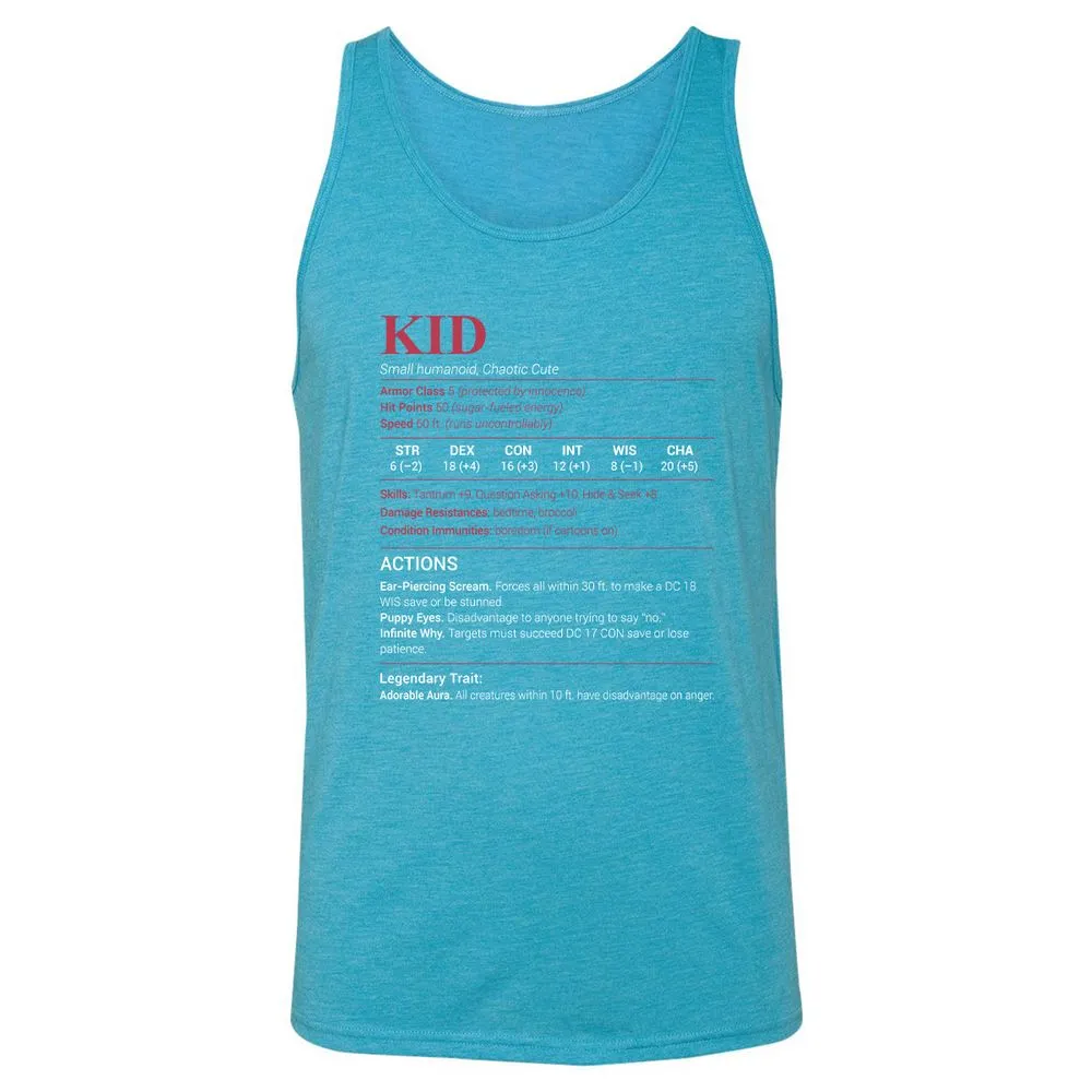 Kid Stats Unisex Jersey Tank - Aqua Triblend - 3