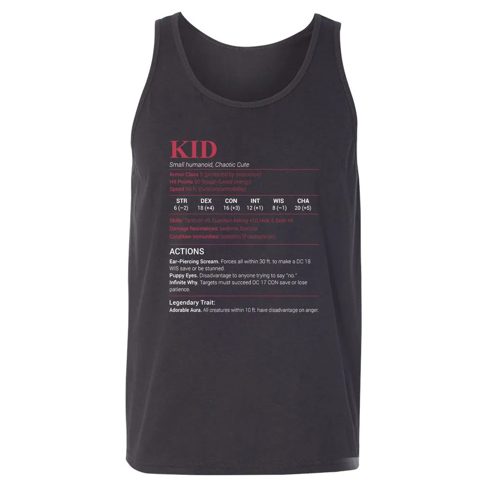 Kid Stats Unisex Jersey Tank - Dark Grey - 7